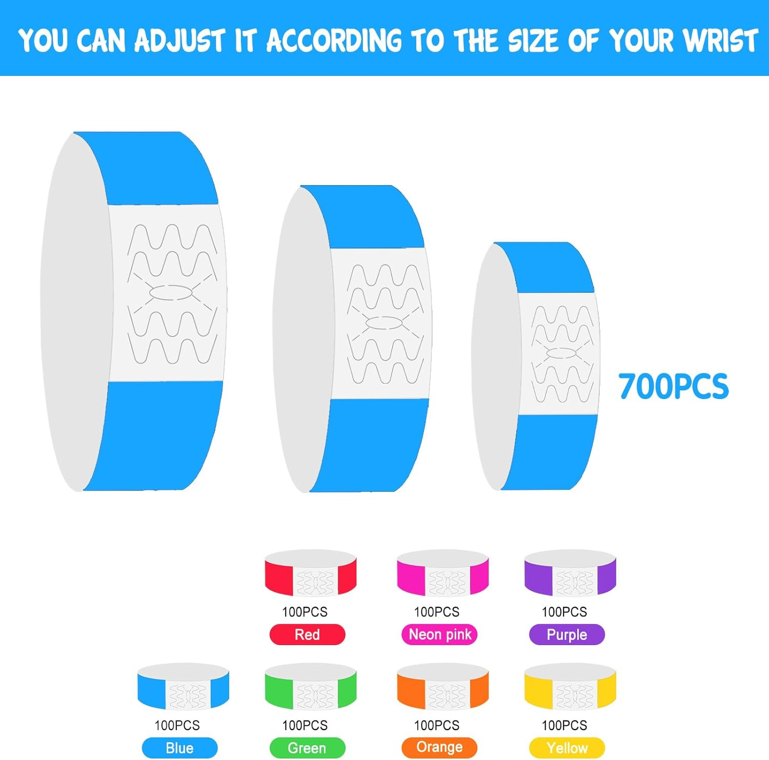 700 Pulseras De Papel Para Brazaletes De Identificación De Eventos