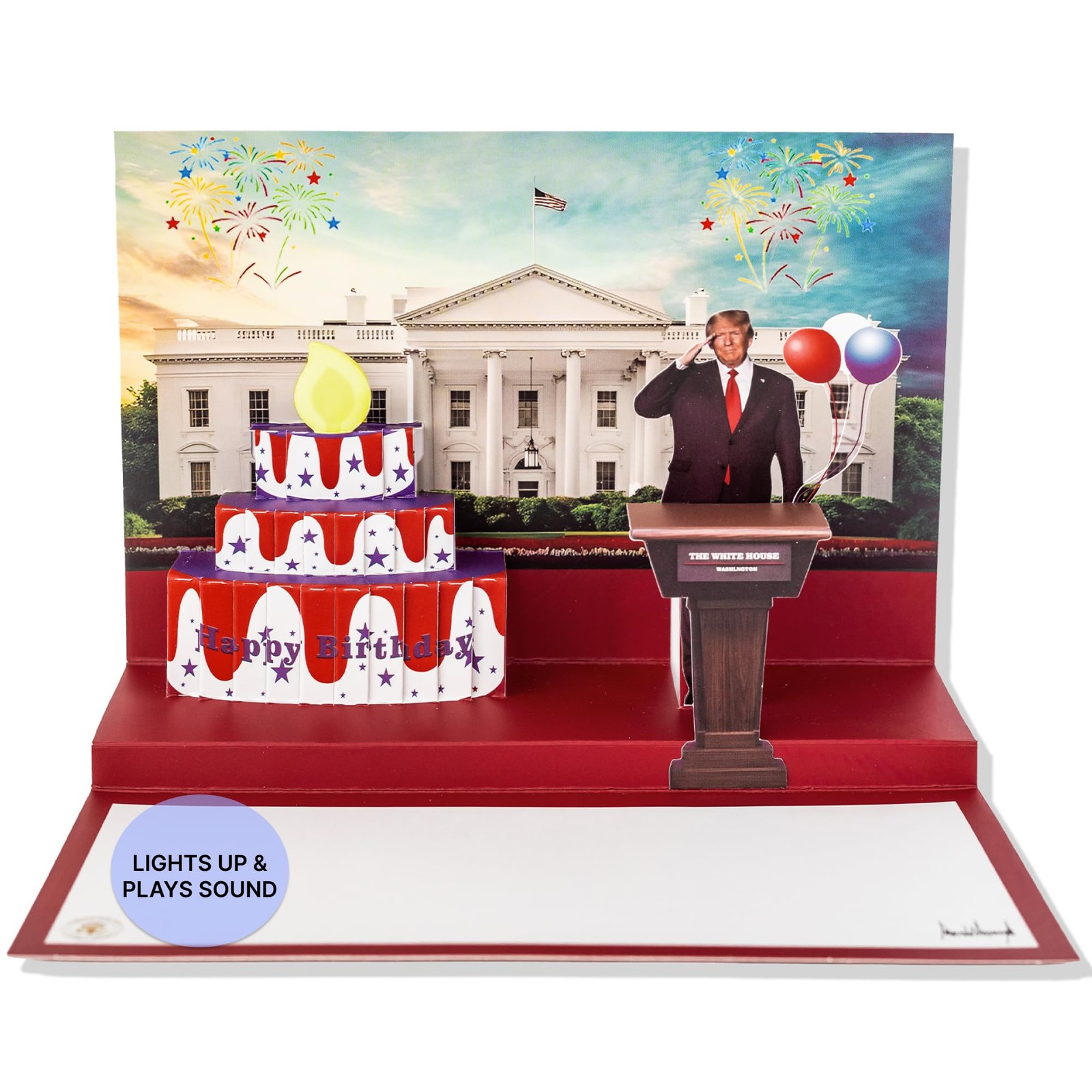 Laughalot Talking Trump Birthday Card – Donald 6 inches x 8.25 inches, Red
