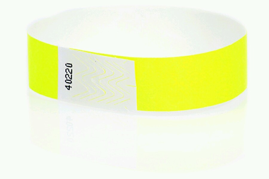 100 3/4″ NEON YELLOW TYVEK WRISTBANDS, PAPER WRISTBANDS, WRISTBANDS FOR EVENTS