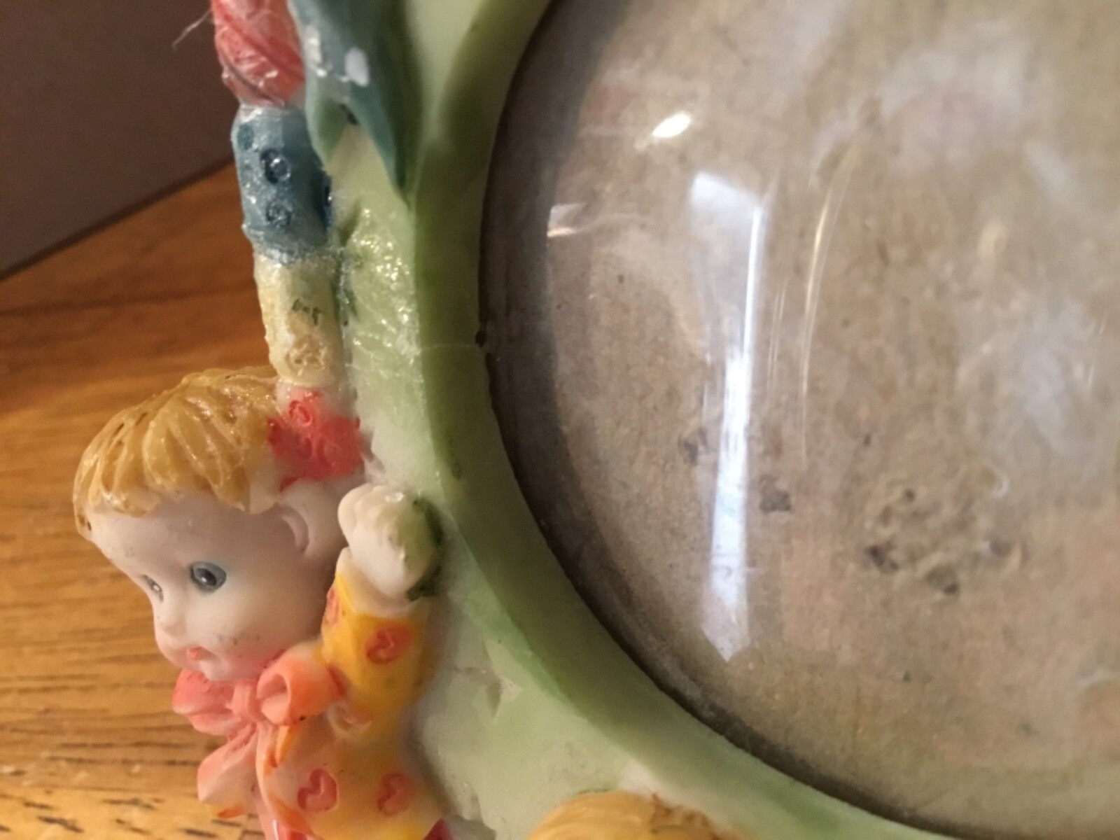 4” Tall Polyresin Picture Frame with Babies and Bunny