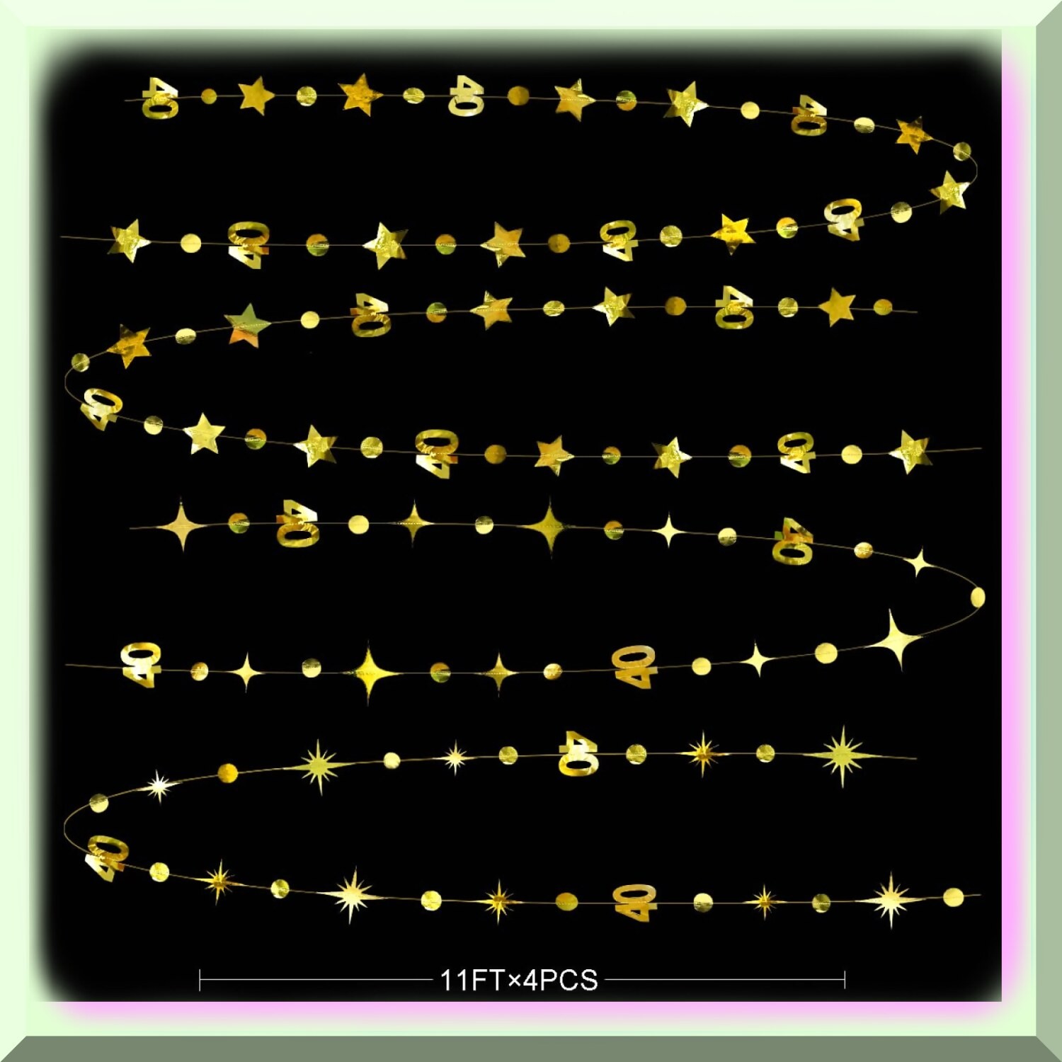 40th Birthday Celebration Set with Metallic Star Garland