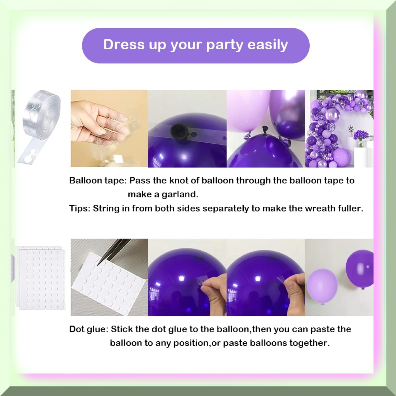 Purple Latex Balloon Party Kit 129 Pieces