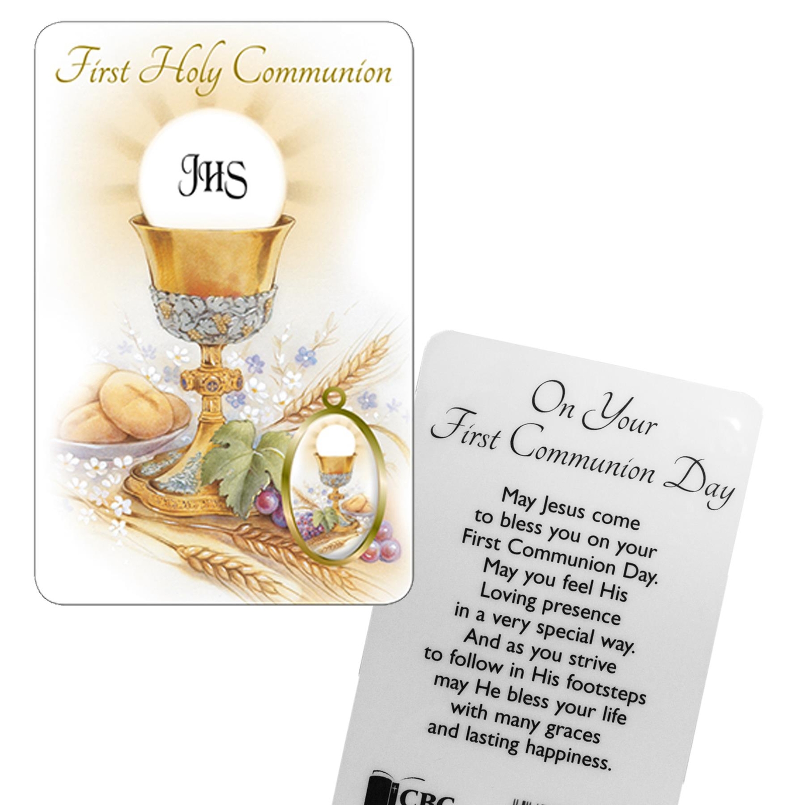 Laminated Prayer Card First Holy Communion 8.5×5.5cm C71758 Resin Attachment