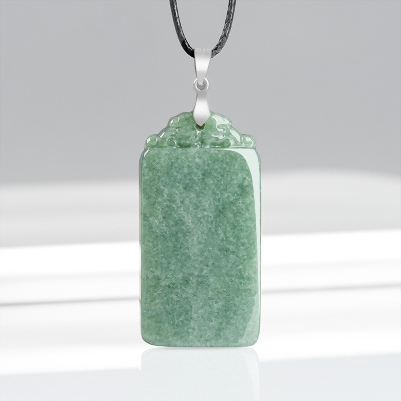 Natural Jadeite Wu Shi Pai Pendant Necklace Blank Safe Wordless Jade Plaque