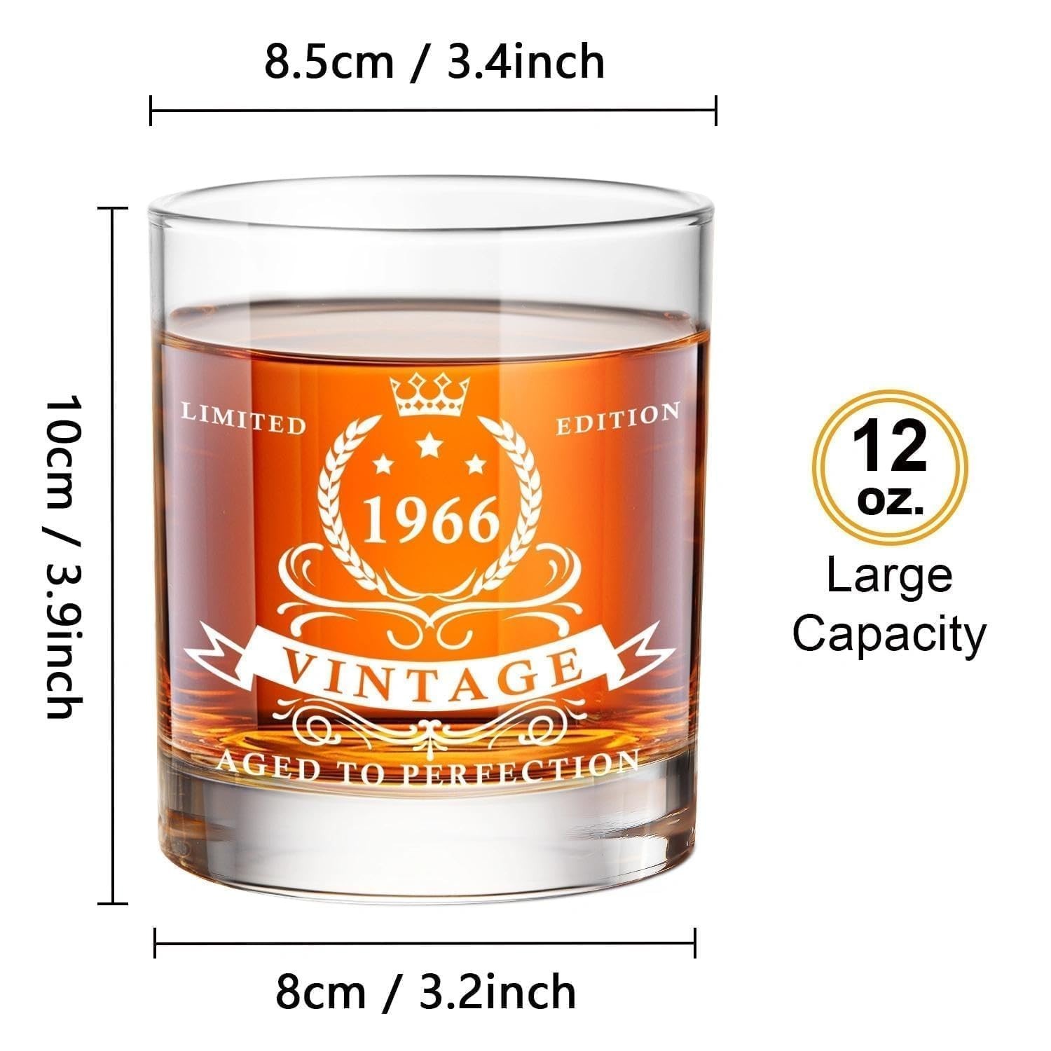 LIGHTEN LIFE 60th Birthday Gifts for Men,1966 Whiskey Glass Set in Barrel Box…