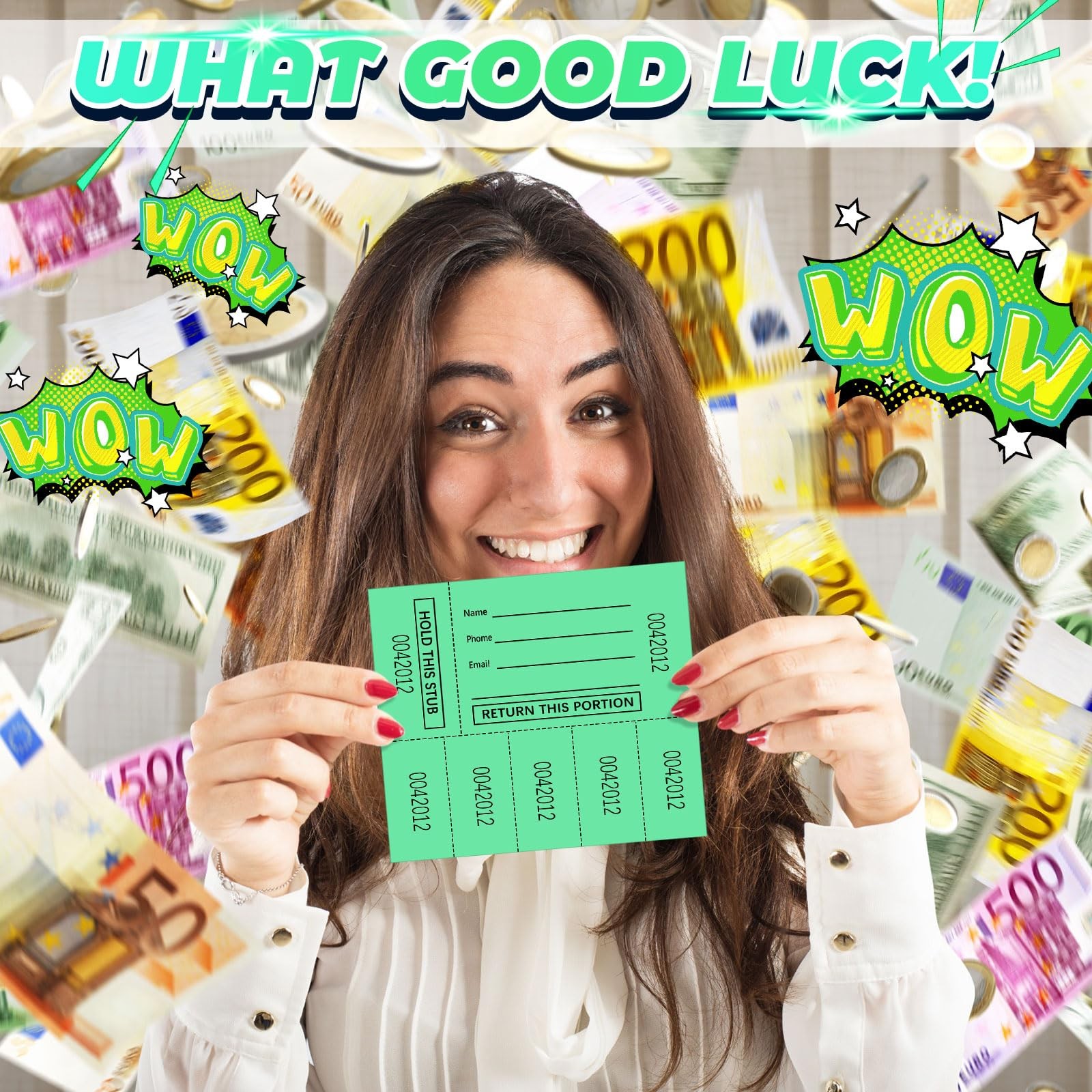1000 PCS Large Raffle Tickets Rolls Blue Cards Blank Entry Form Events