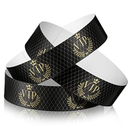 500 Pieces VIP Wristbands Plastic Waterproof Party Identification Black