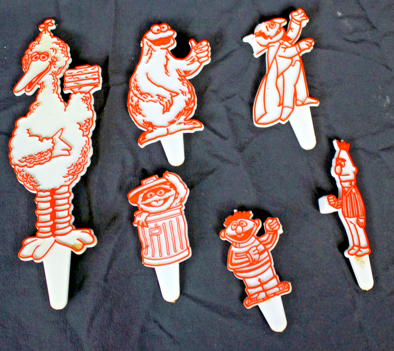 Vtg Sesame Street Toppers Wilton Cake Top Decorations Candle Holders ’71 Lot Set