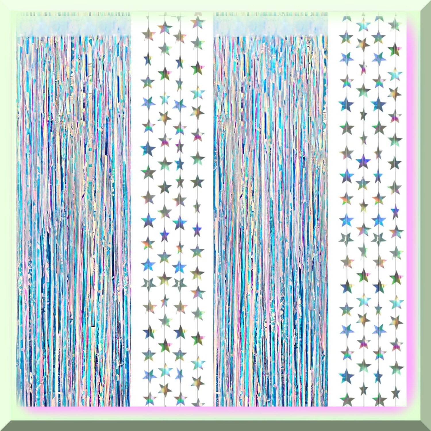 Iridescent Tinsel Curtain Backdrop for Celebrations