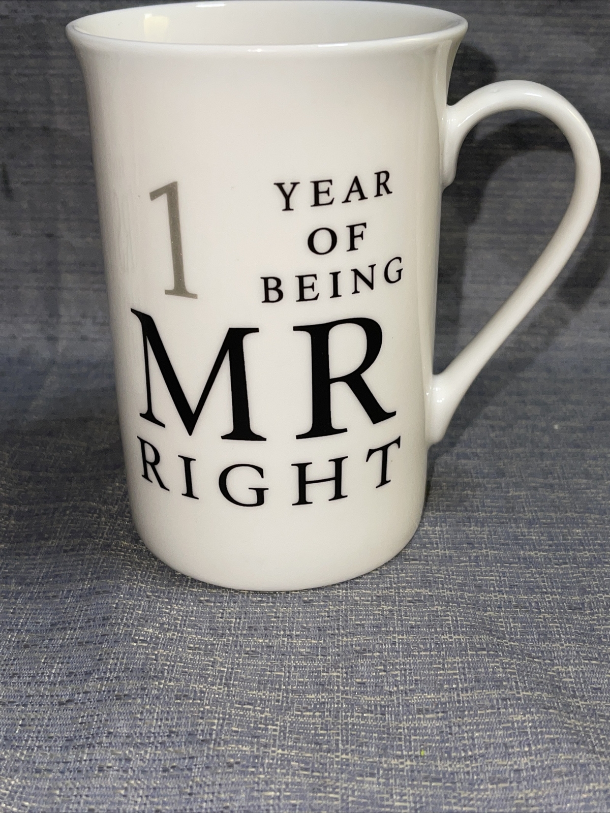 1 Year Anniversary Gift Set of 2 Ceramic Mugs Mr Right and Mrs Always Right