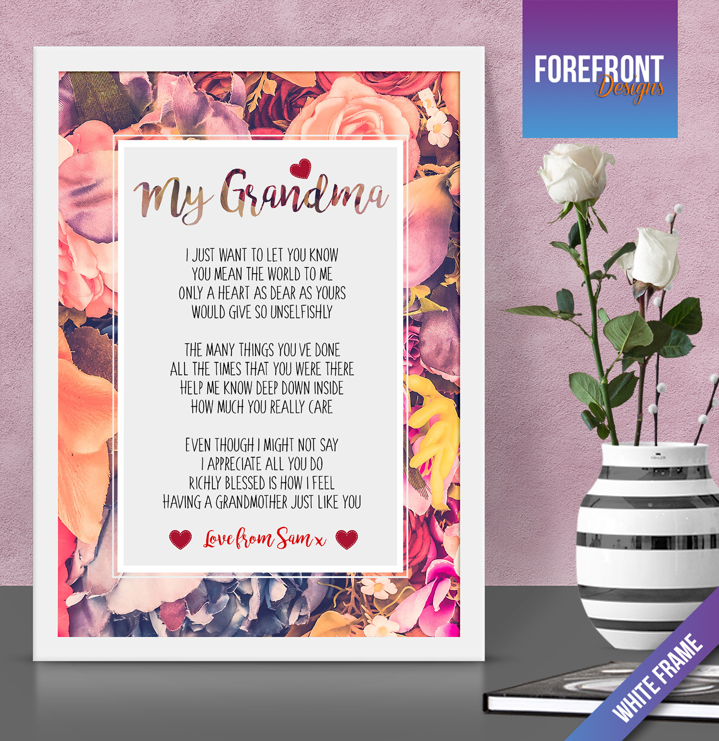 Personalised POEM PRINT, perfect GRANDMA/GRANDAD gift/keepsake,poster framed