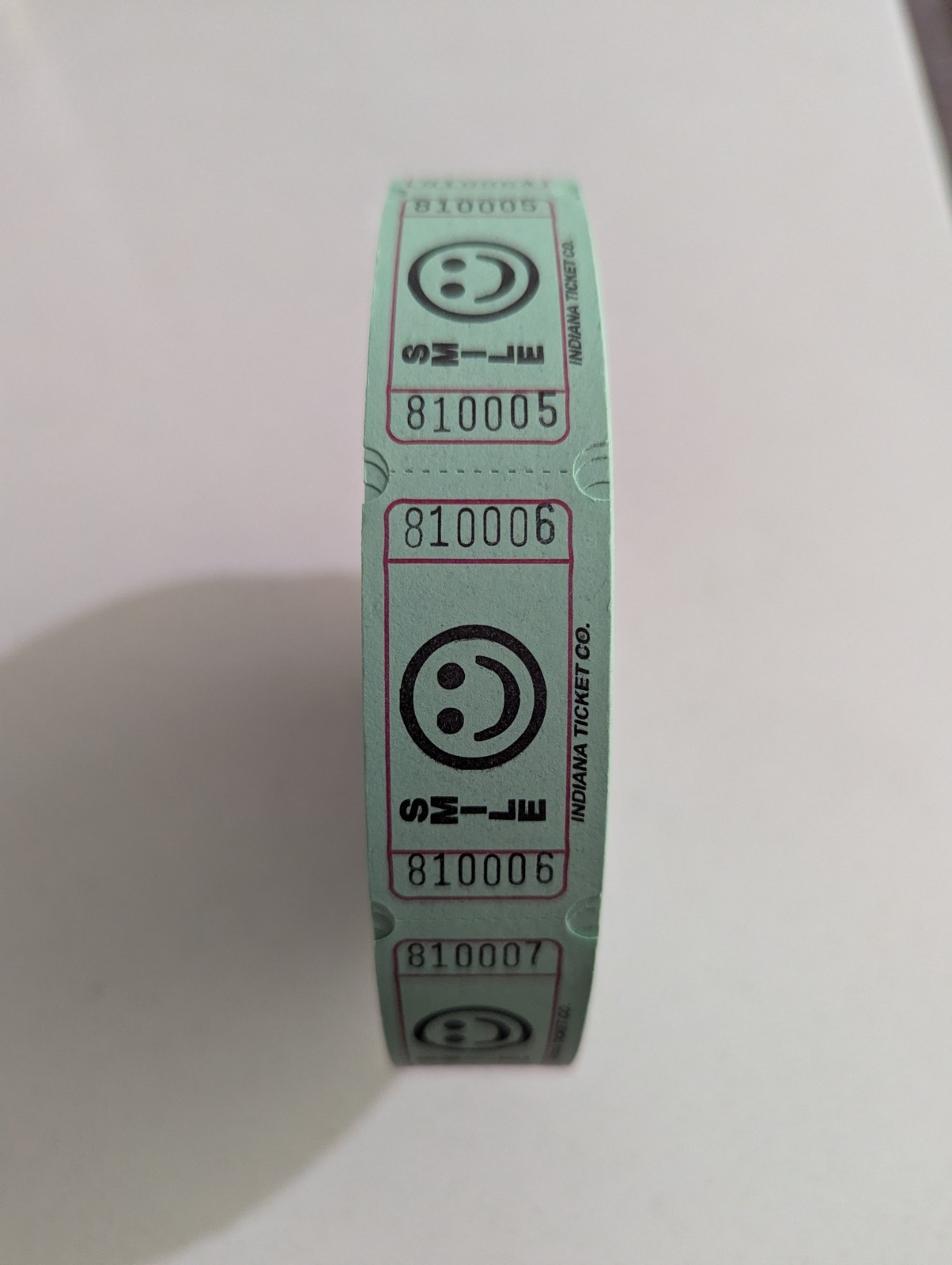 2000 Single Tickets Roll SMILE Perforated Fundraiser Entry Reward – Green 2″x1″