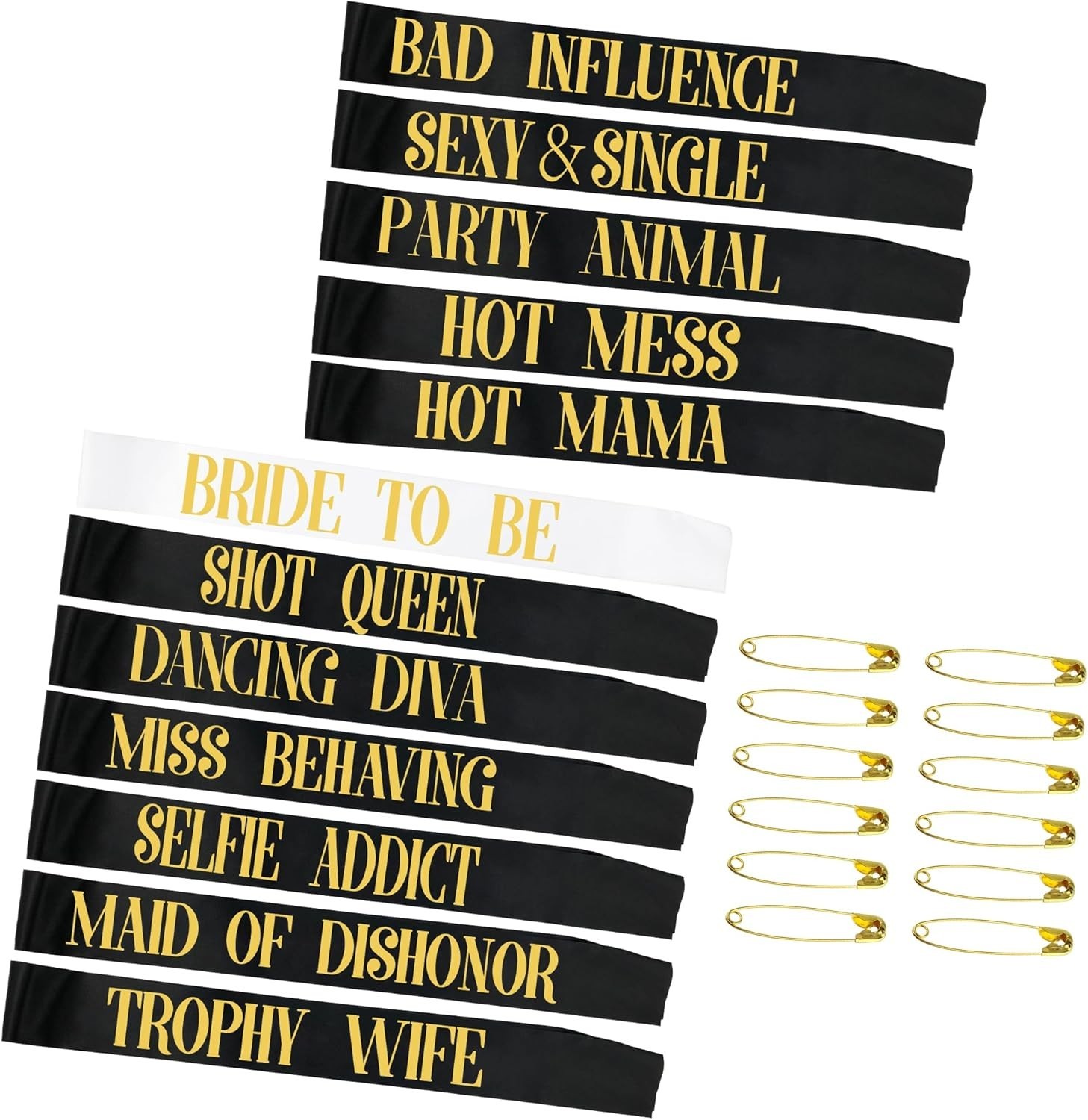 12-Pack Elegant Bride To Be Sashes in Black & Rose Gold for Unforgettable Bac…