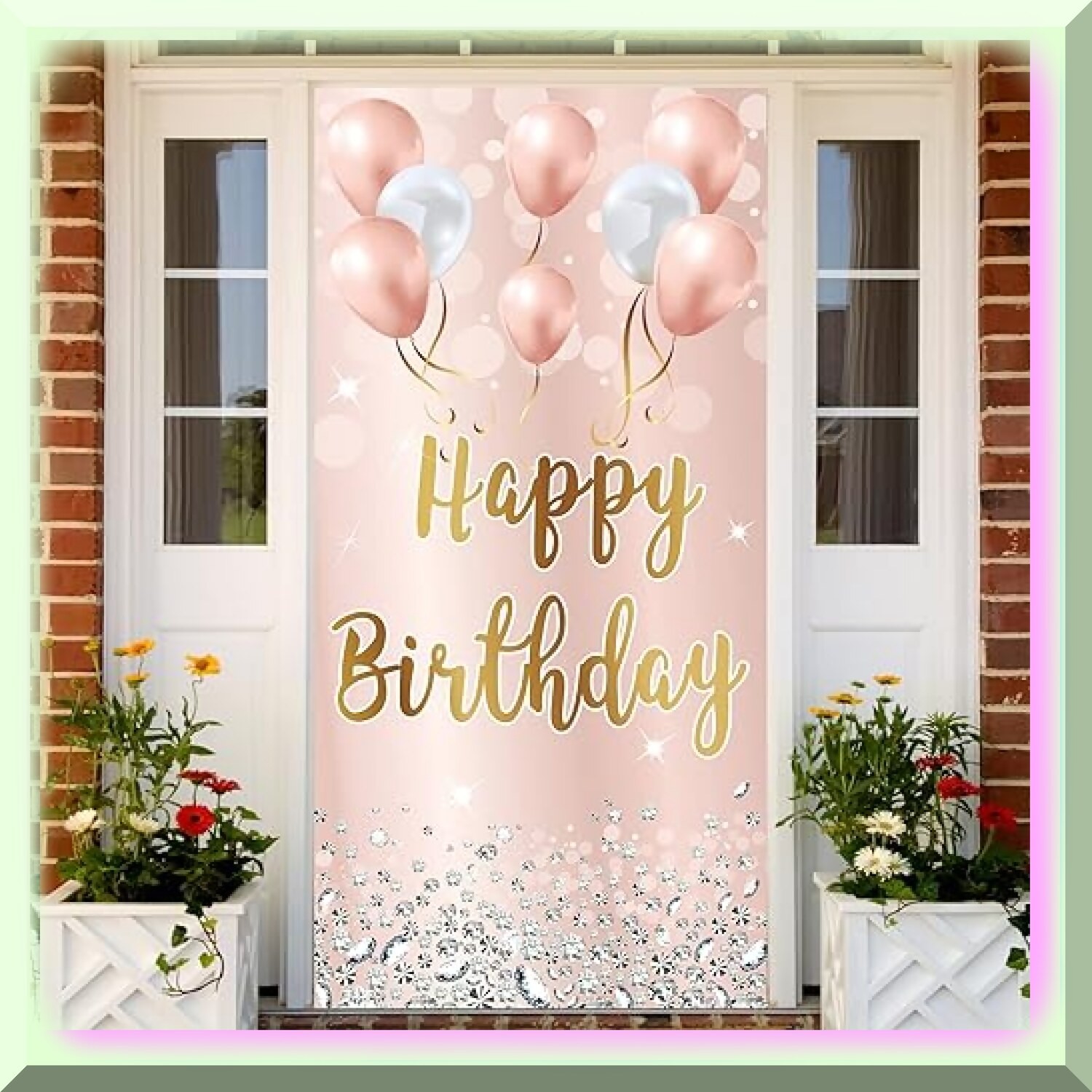 Rose Gold Celebration Door Banner for Women and Girls