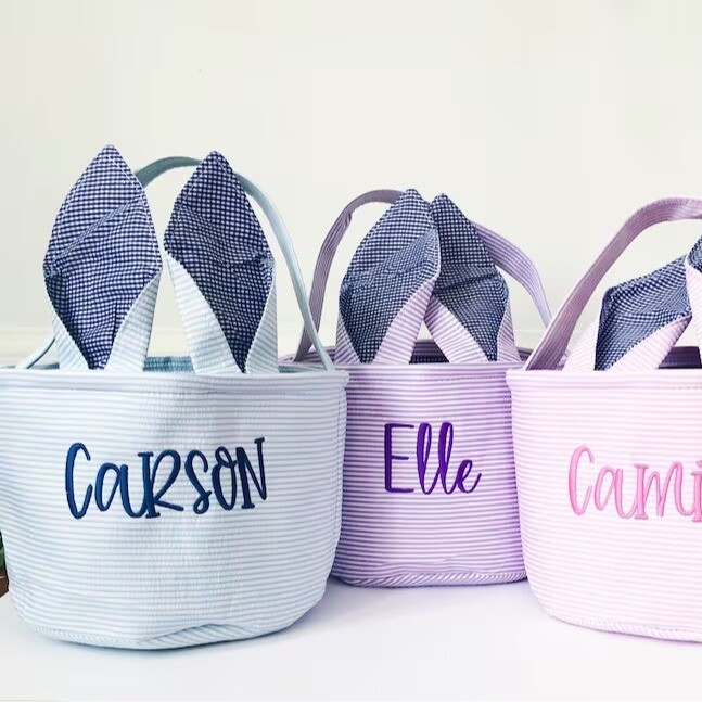 Personalised Easter Basket Egg Bags Tote Handbag Custom Text Girls Boys Gift AU