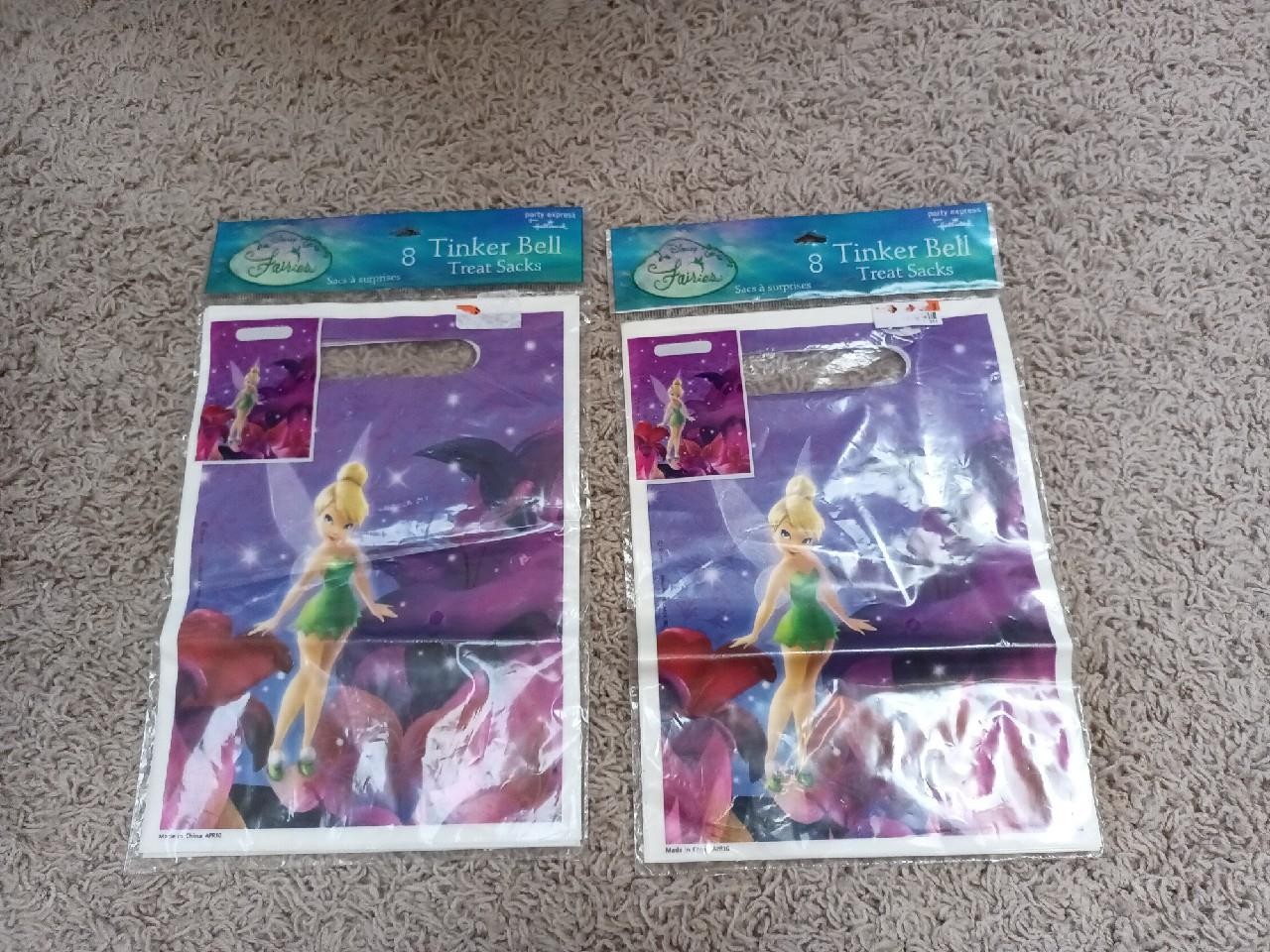New Disney Tinker Bell Lot of 2 Goody Party Loot Bags 8 ct each NRFP Fairy