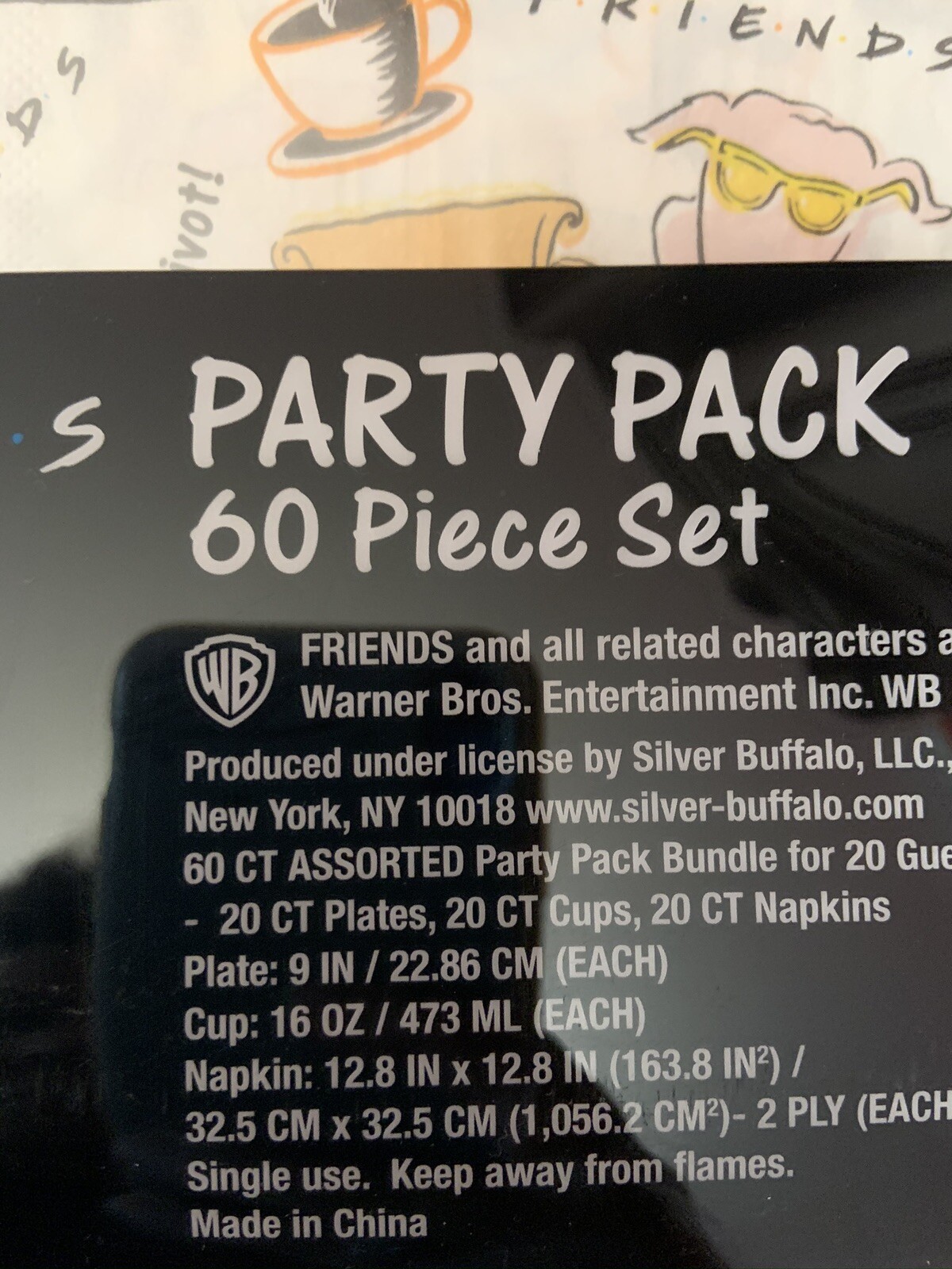 FRIENDS Central Perk Black & White Multicolor 60 Ct p/ pc Party Set: TV Show