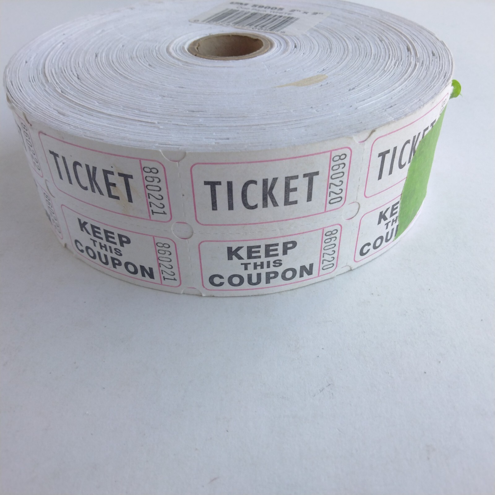 Raffle Tickets Removable Stub Right 2×2 59005 One Roll 18 Tickets Used