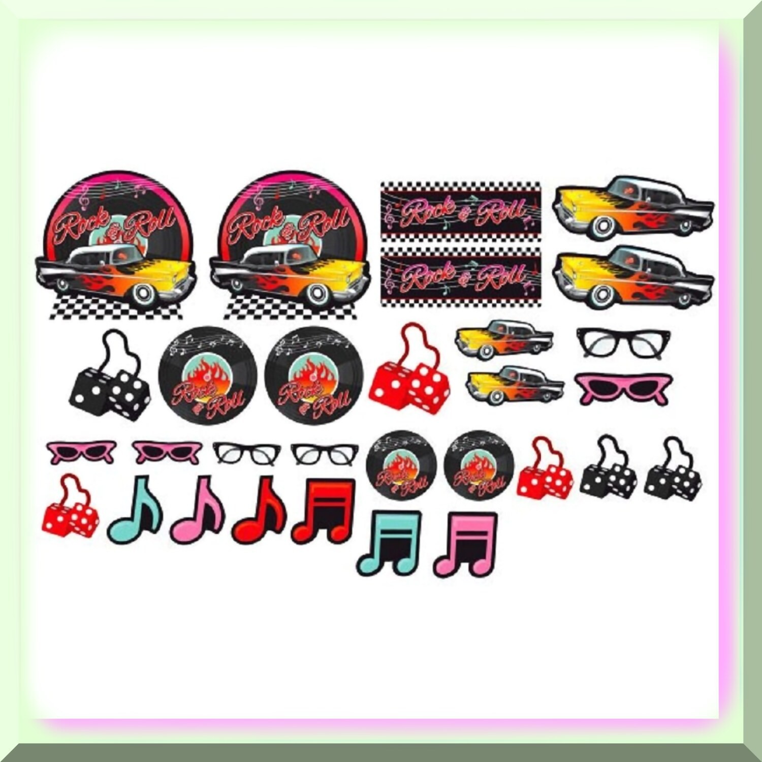 Retro 50s Party Decor Kit with Cutouts