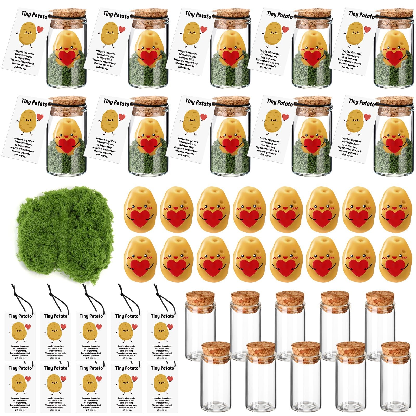 Seenelling 20 Sets Support Heart Potato Gifts 0.98 x 1.77 inches, yellow