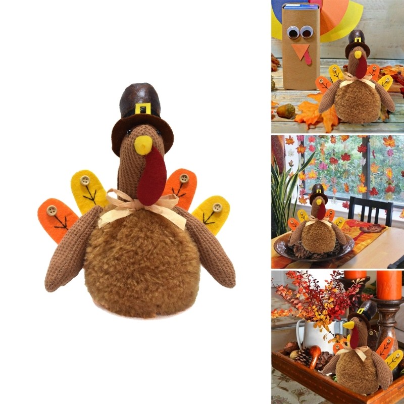 Thanksgiving Turkey Decorative Figurine Ornament Seasonal Tabletop Decoration