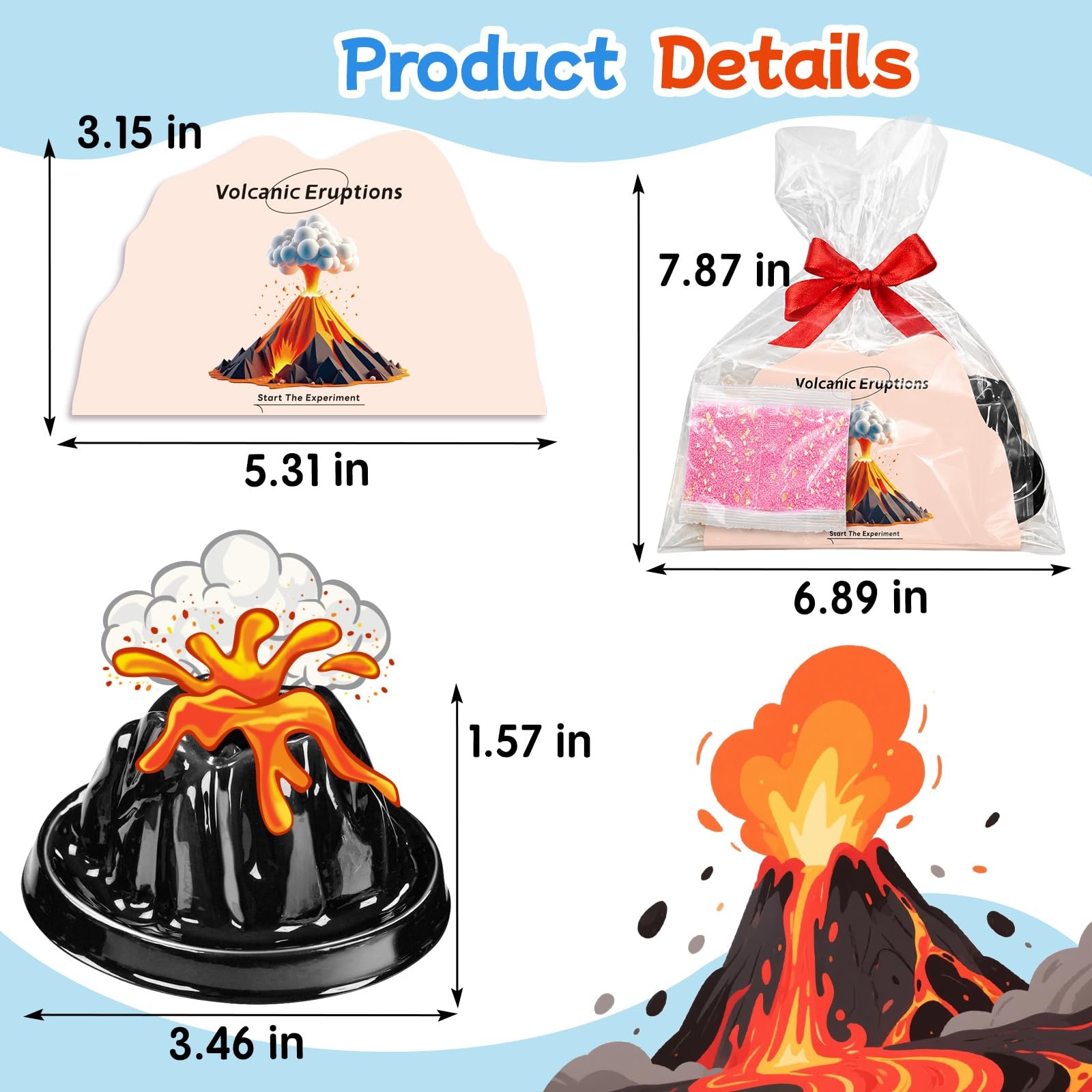 rifamee 24Pcs Volcano Eruption Science Kit Party Favor One Size, 2