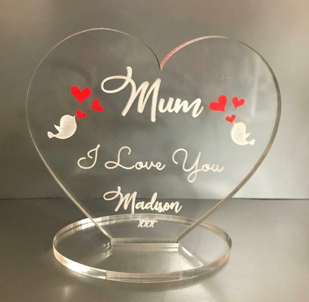 Personalised happy mothers day mother’s day I love you heart plaque gift nan Mum