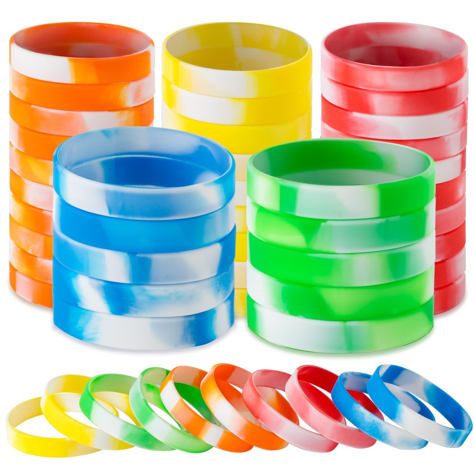Rubber Bracelet Wristbands | 100 Silicone Bracelets for Women, Men & Teens | …