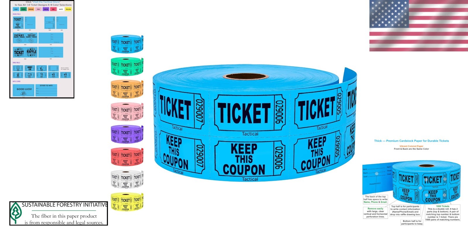 Vibrant Blue 1000 Raffle Tickets – Perfect for Events, Rewards & Fundraising
