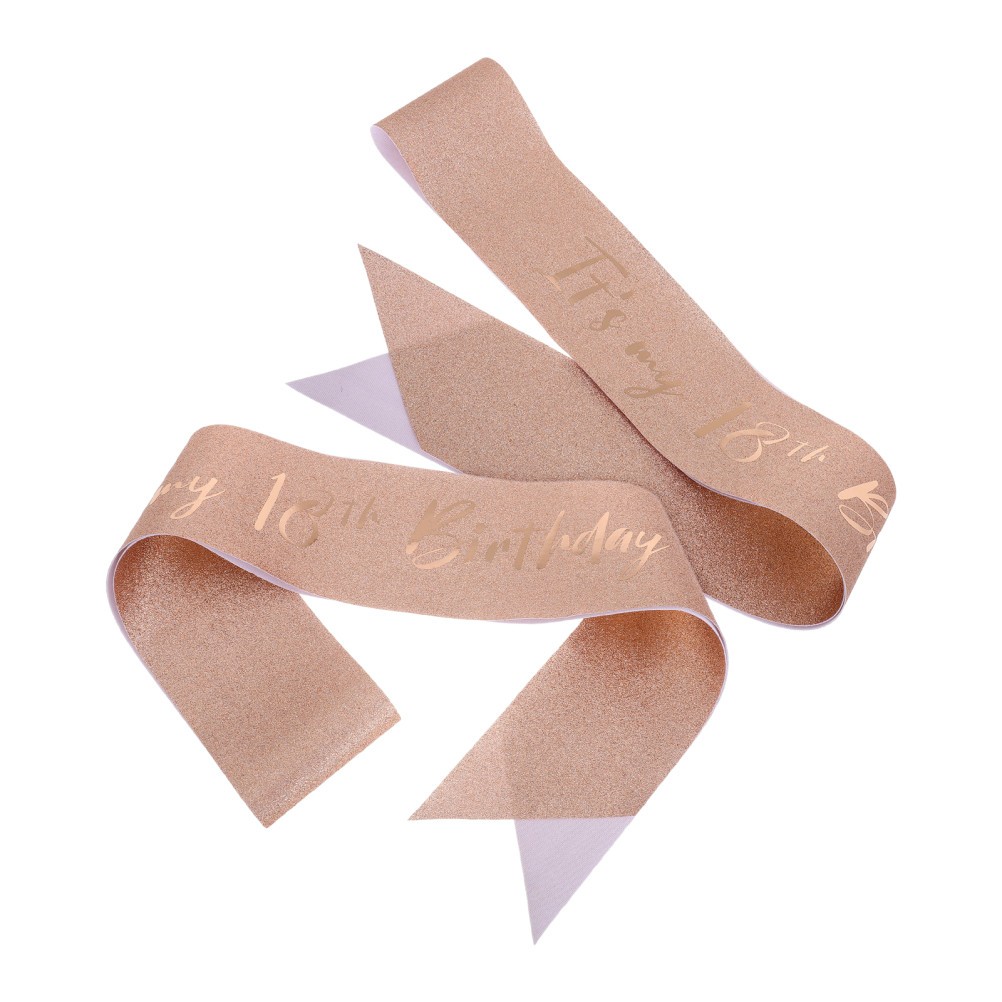 2Pcs Rose Gold 18Th Birthday Celebration Sashes Reusable Fabric Birthday Outfit