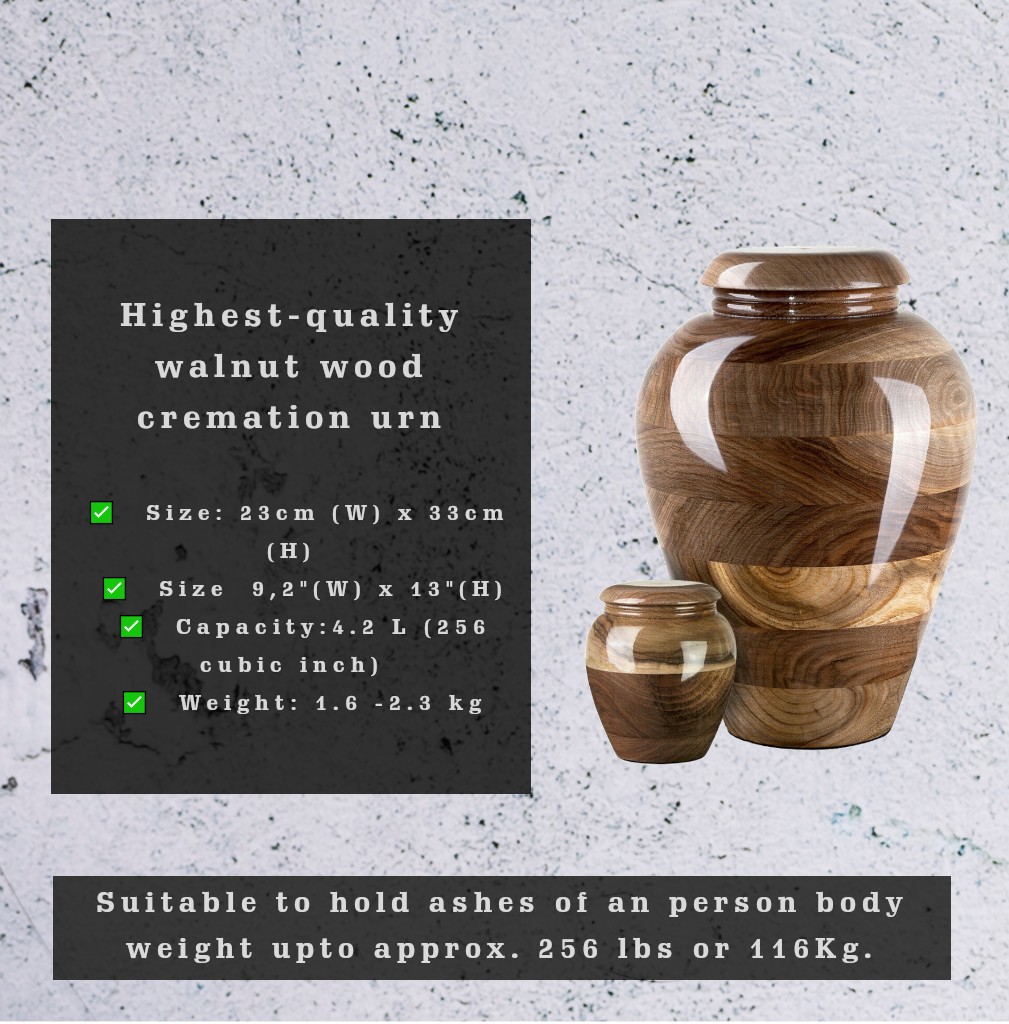 Stunning and very special hand turned wooden Walnut Human Cremation urn for ashe