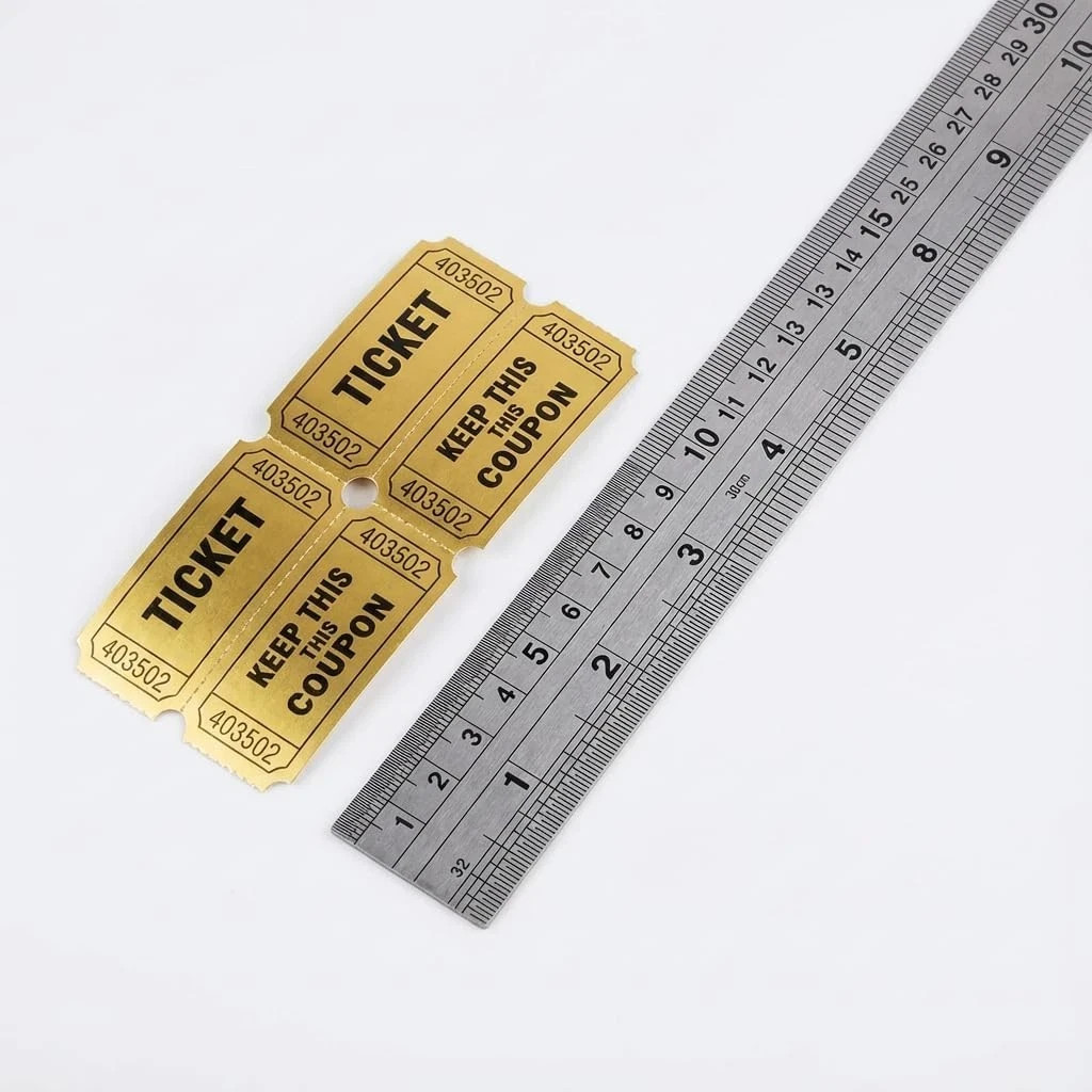Golden Tickets 1 Roll 1000 Metallic Foil Raffle Tickets for Events, Carnivals, C