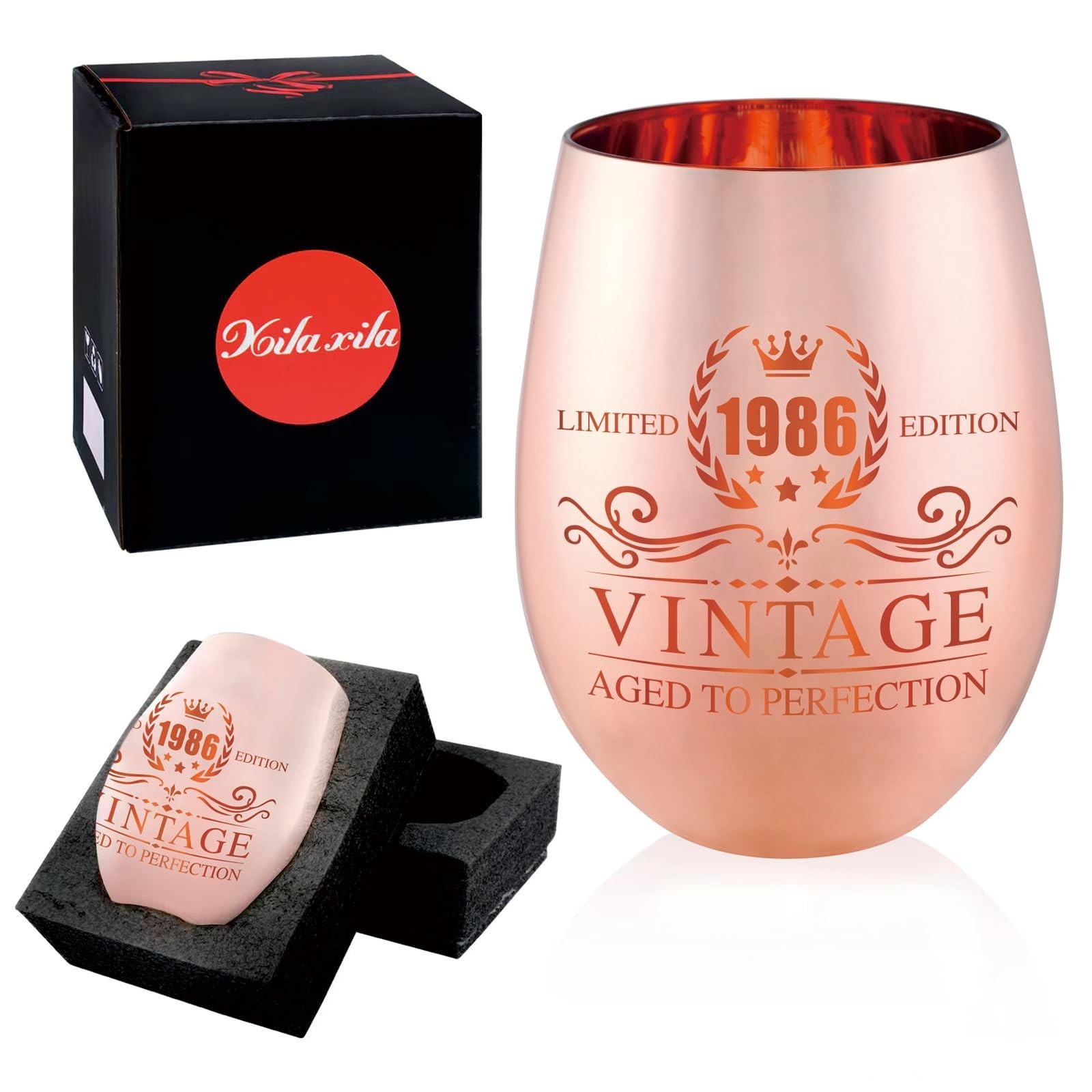 40th Birthday Gifts for Women – Vintage 1986 Wine Glass – 40th Birthday Decor…