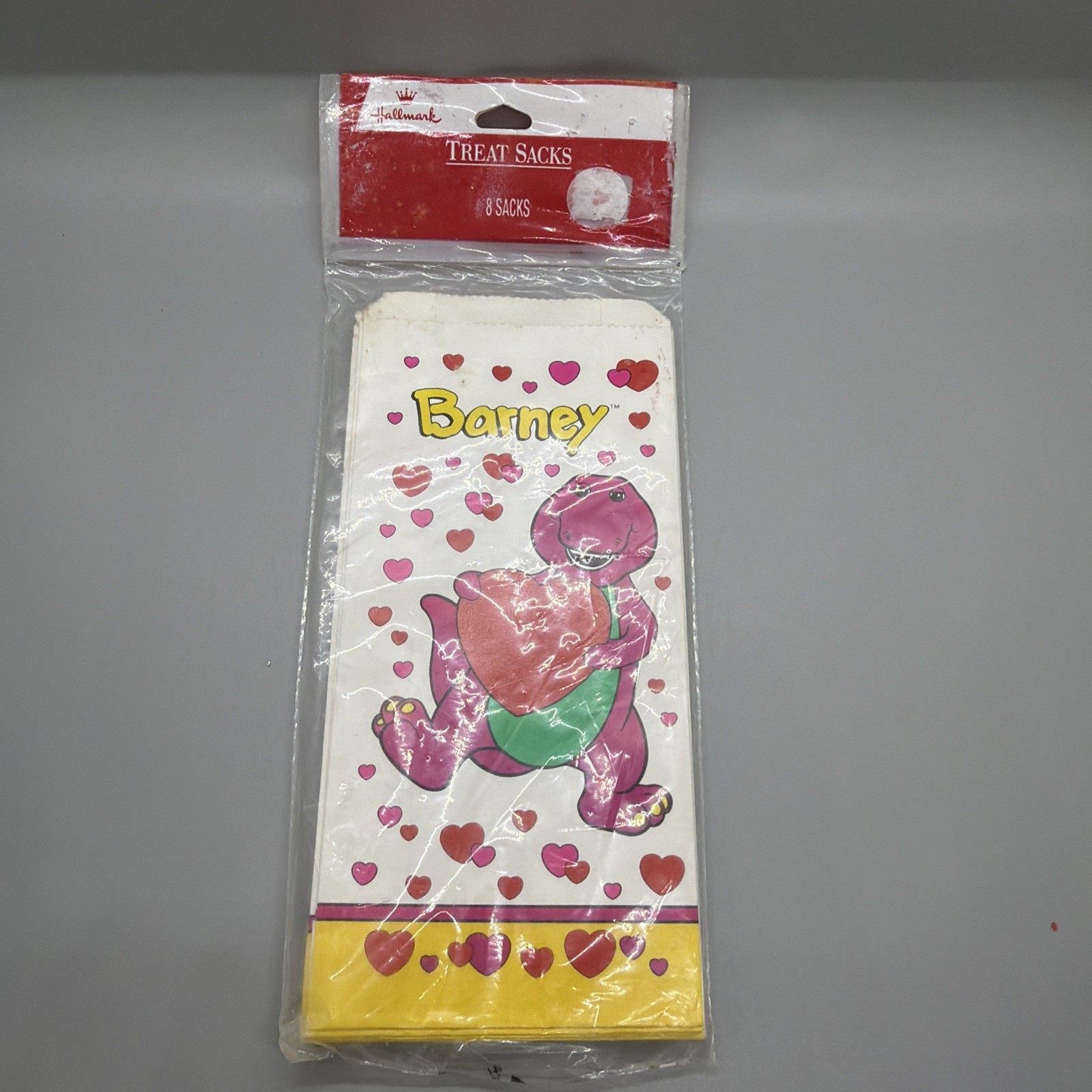 Vintage 90’s Barney Baby Bop Hallmark Valentine’s Day Party Treat Bags Sacks