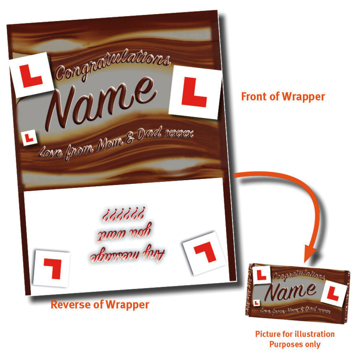 CHRISTMAS PERSONALISED CHOCOLATE BAR WRAPPER fits Galaxy 110g VARIOUS GIFT IDEA