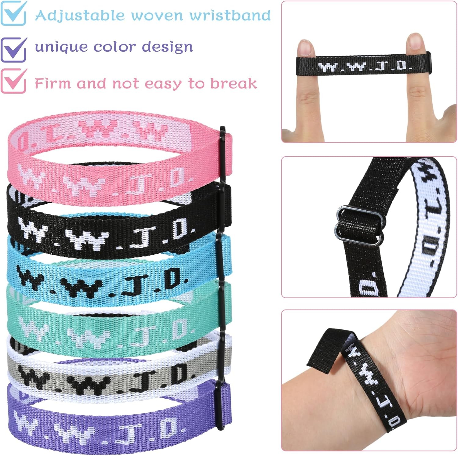 6PCS WWJD Bracelet for Women Men, Christian Gifts Wristbands, Rubber…