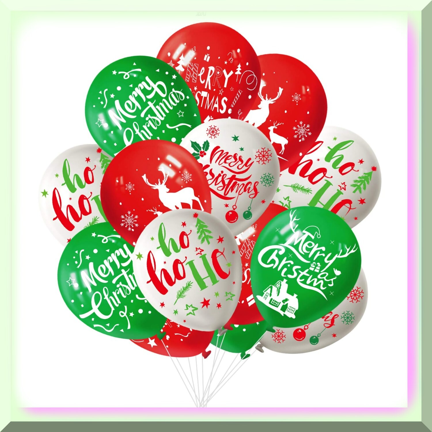 50 Latex Balloons 12 Inch Red White Green