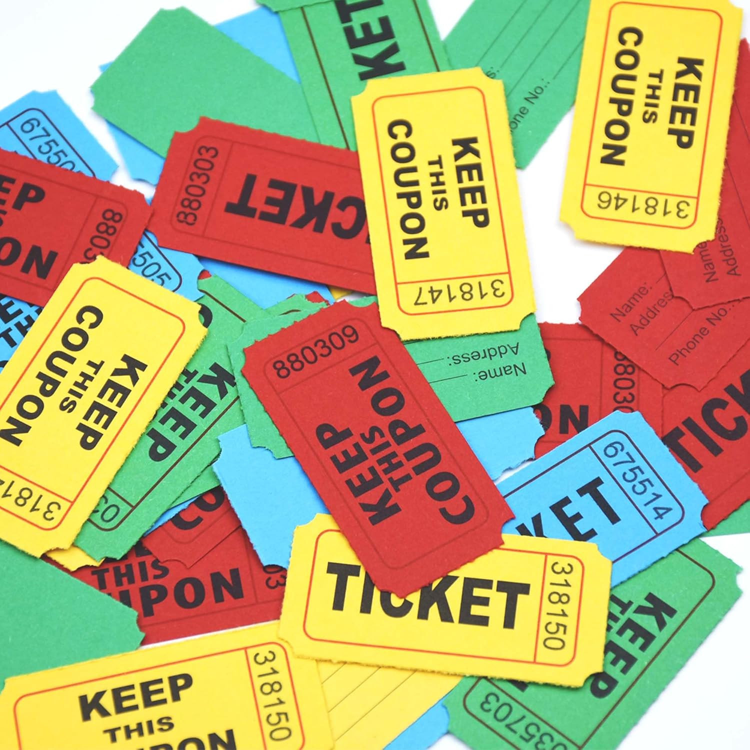 Homrelaxy 2000 Pcs 1000 Pairs Raffle Tickets, 50/50 Double Raffle Tickets, 250