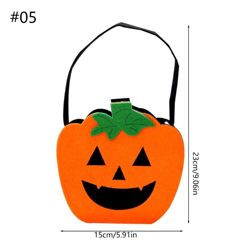 Halloween Candy Bucket Cartoon Witch Pumpkin Trick or Treat Goodie Bag Handbag
