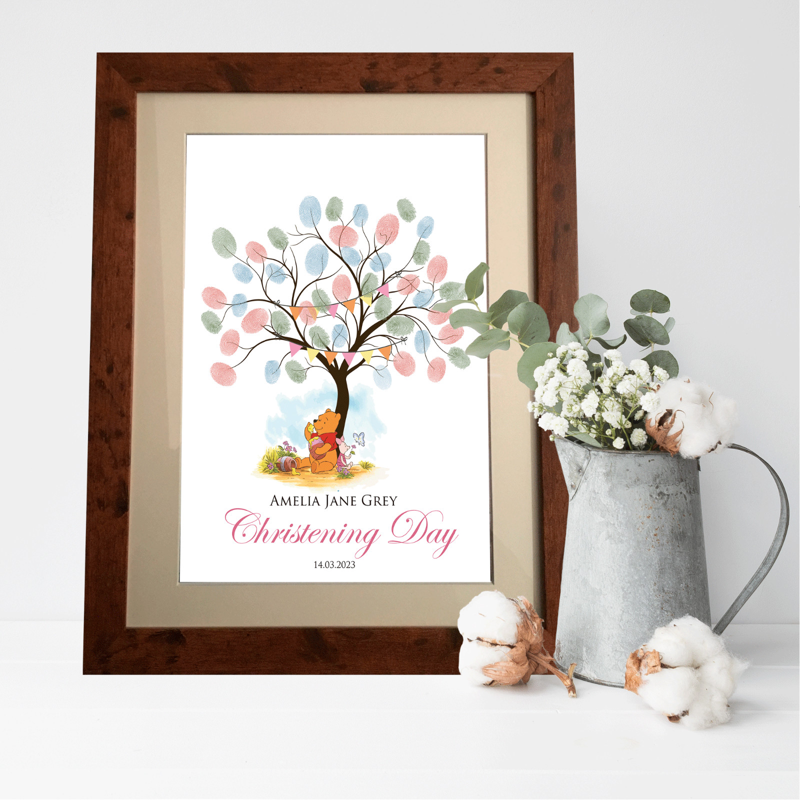 Winnie the Pooh Instant Download Editable Finger Print Tree Nursery Gift Idea