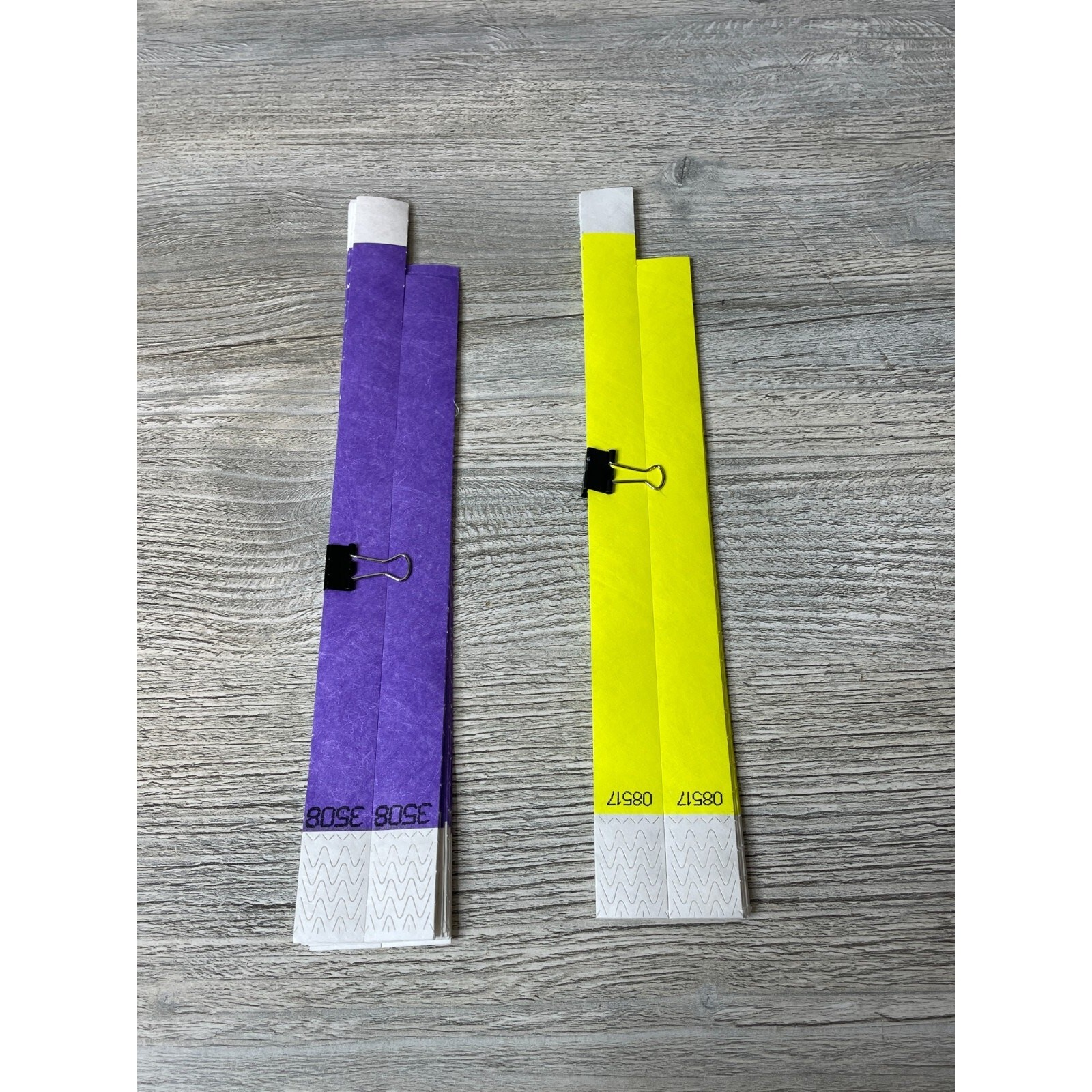 3/4″ NEON YELLOW/PURPLE WRISTBANDS, WRISTBANDS FOR EVENTS, PAPER WRISTBANDS 300