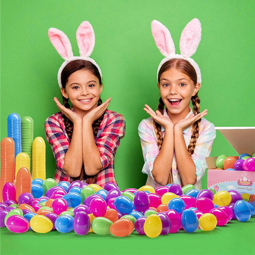 Plastic Filler Easter Eggs Fillable Egg Hunt Decoration Hollow Add Treats Gift