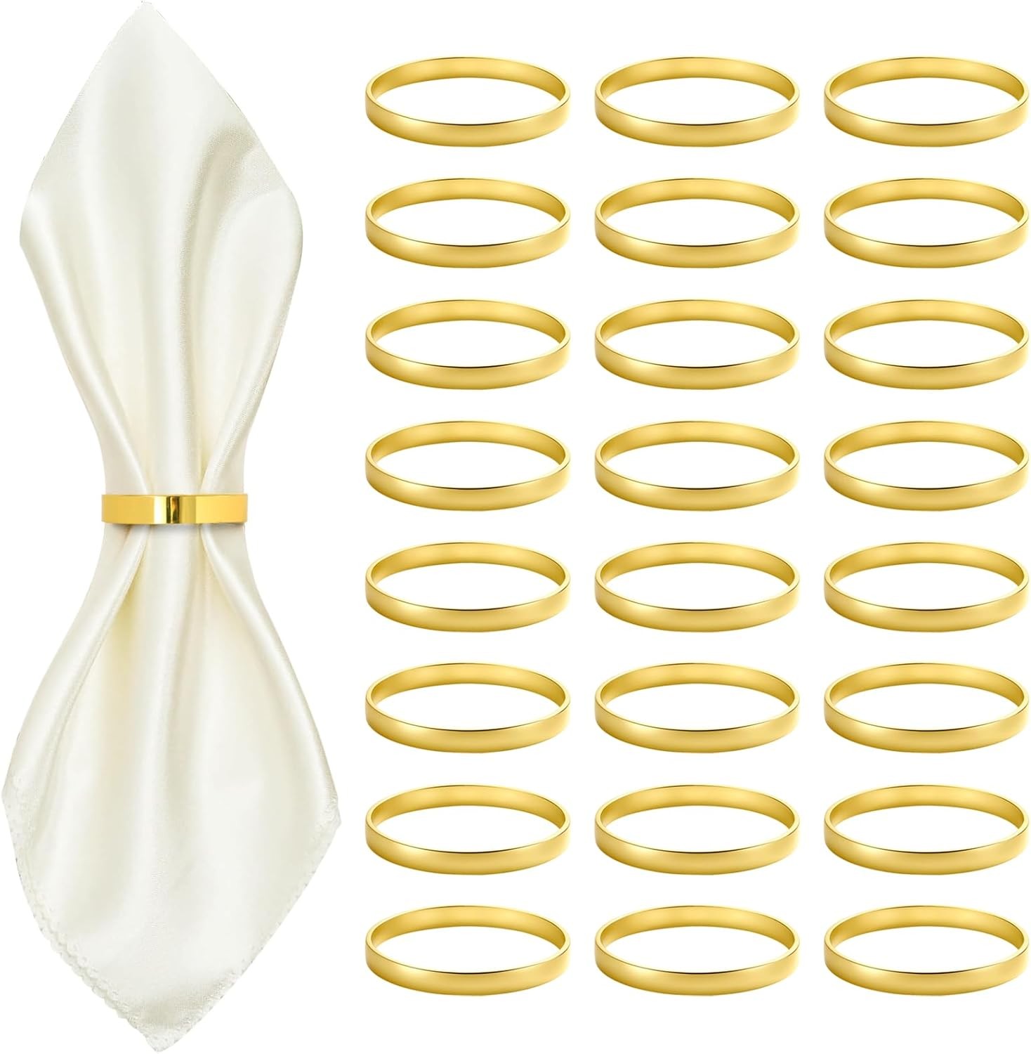 Gold Napkin Rings Bulk 100 Pack, Metal Napkin Rings for Cloth Napkins,1.57′ X 1