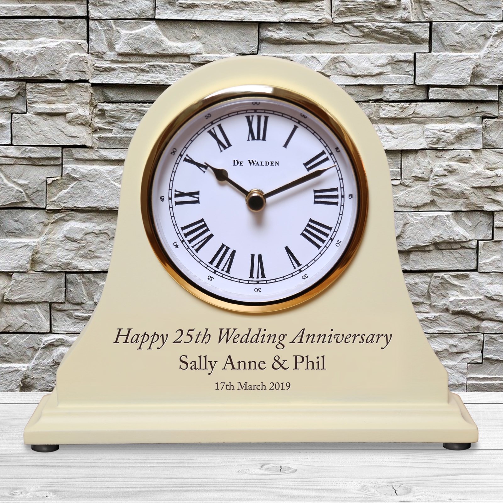 25th Silver Wedding Anniversary Personalised Mantel Clock 25 Year Gift Ideas