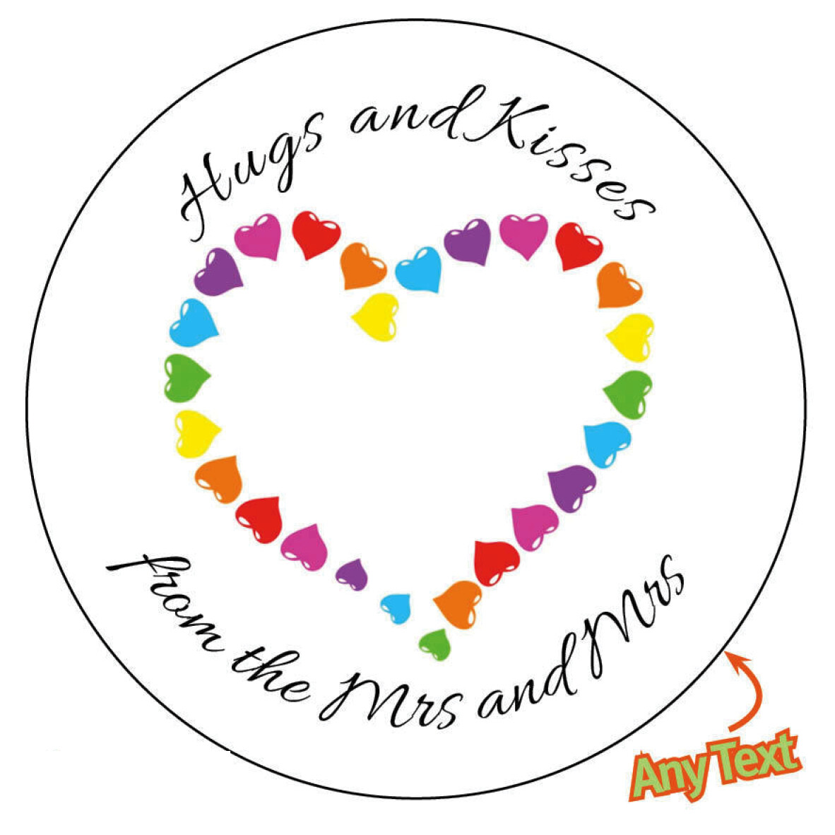 Personalised Rainbow Heart Same Sex Gay Civil Wedding Favour Civil Sticker – 453