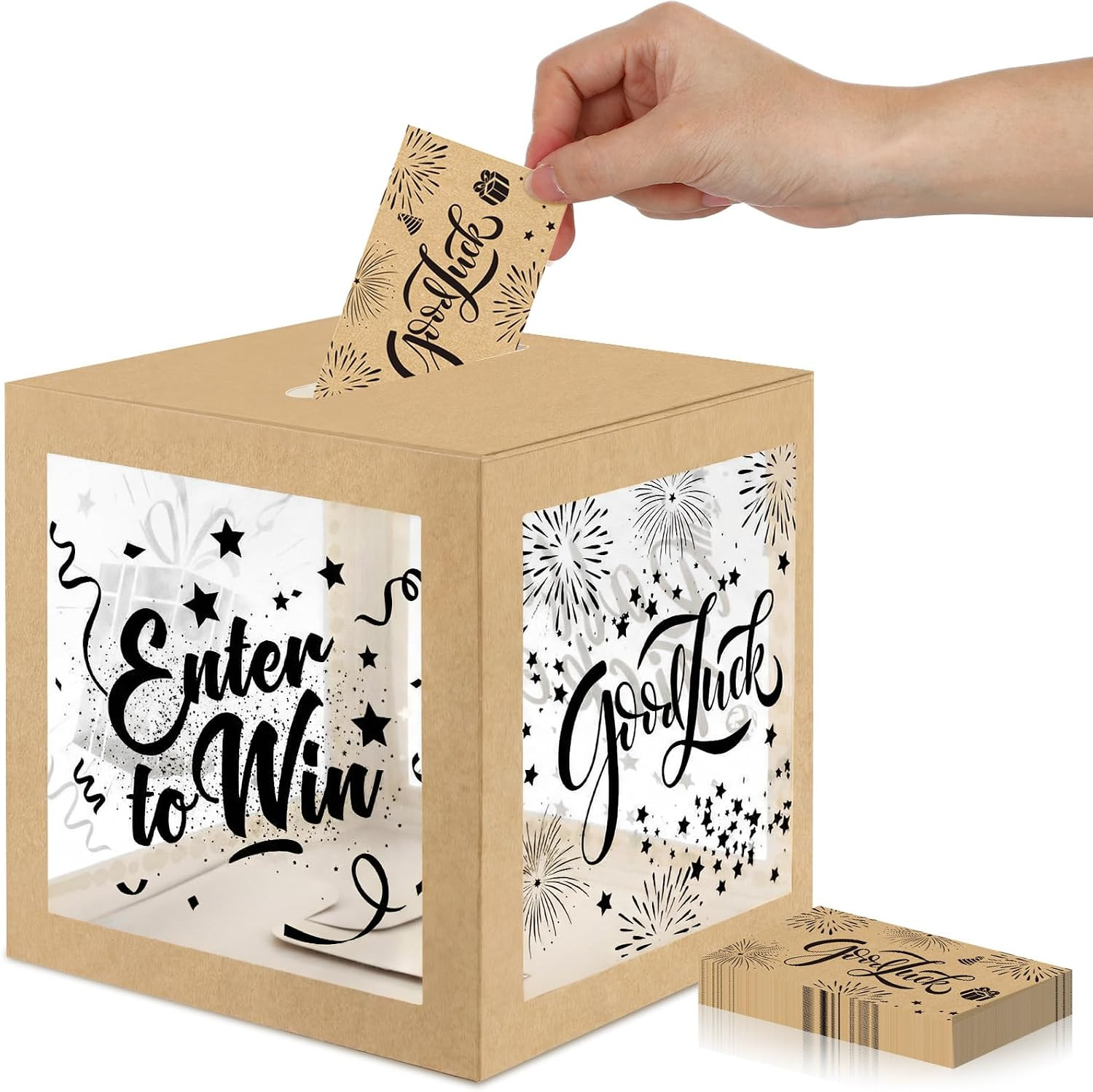 Enter to Get Donation Box with Raffle Tickets Cards Gold Raffle Box Safe Suggest