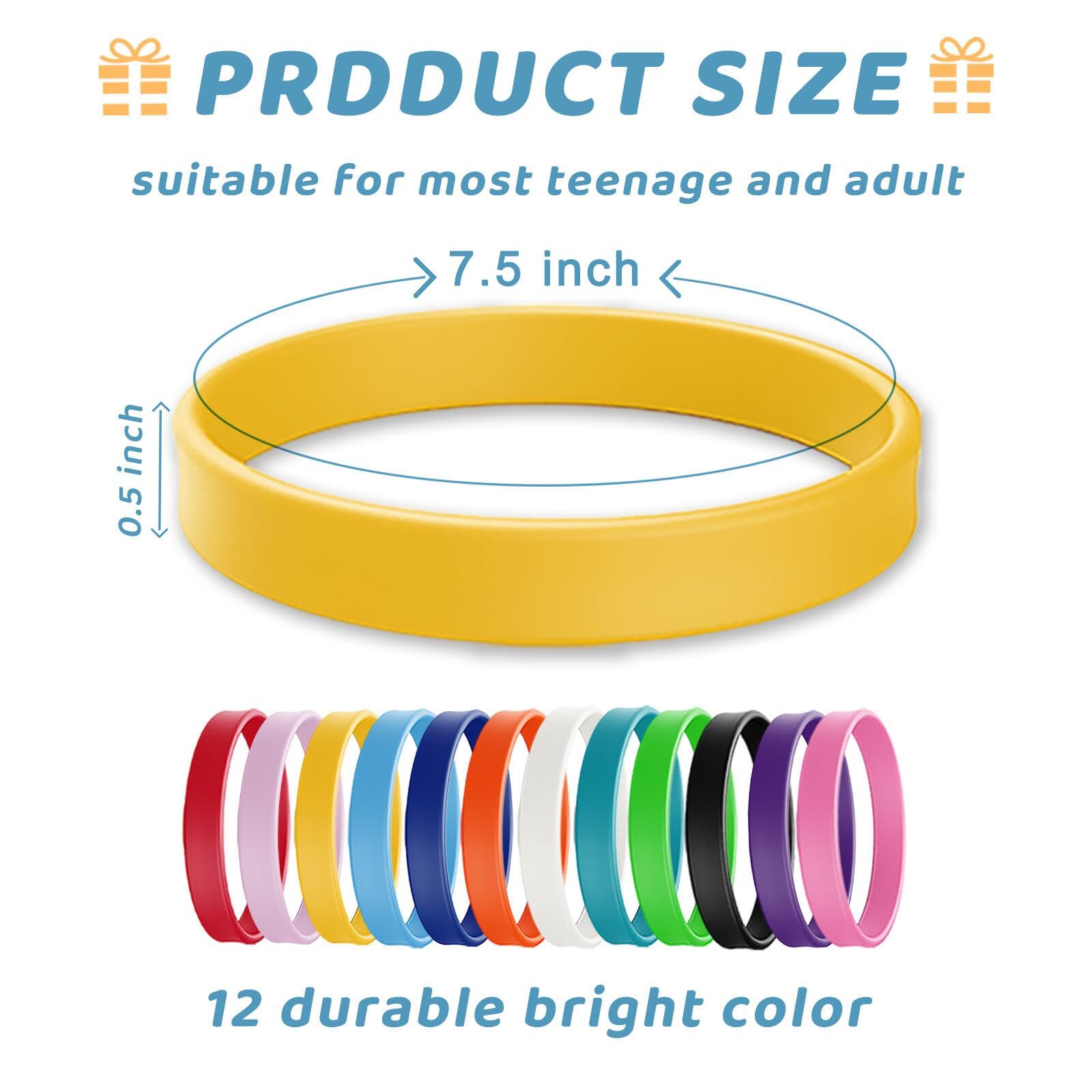 12 Pcs Silicone Bracelets Rubber Wristbands for Adults Teen Party Favors