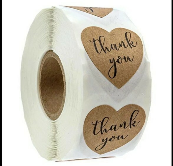100 Pcs Set, heart shape craft paper thank you labels wedding Party Supplies