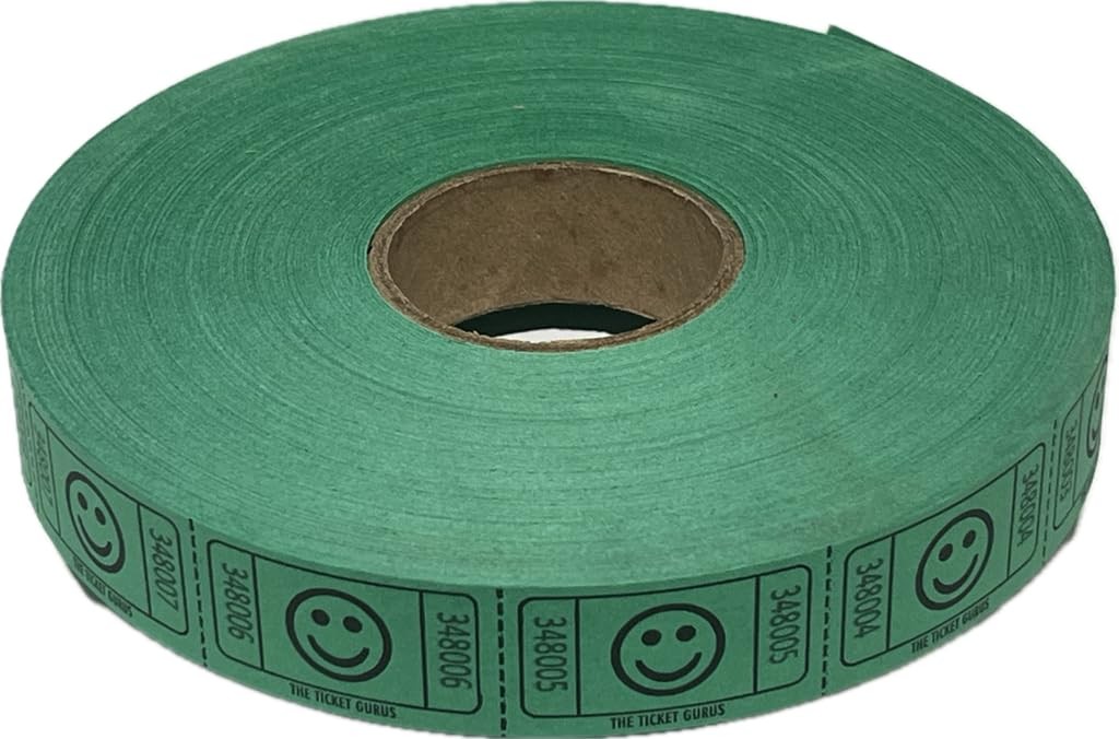 2000 PCS Green Smile Single Roll Consecutively Numbered Raffle Tickets Event