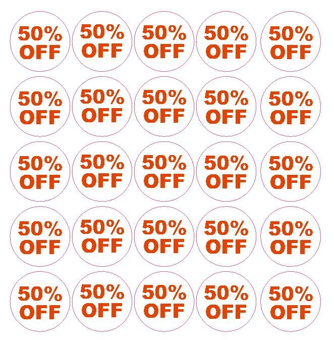 50% Percent Off Sale Sticker Retail Store FLEA MARKET Boutique MADE IN USA #D57